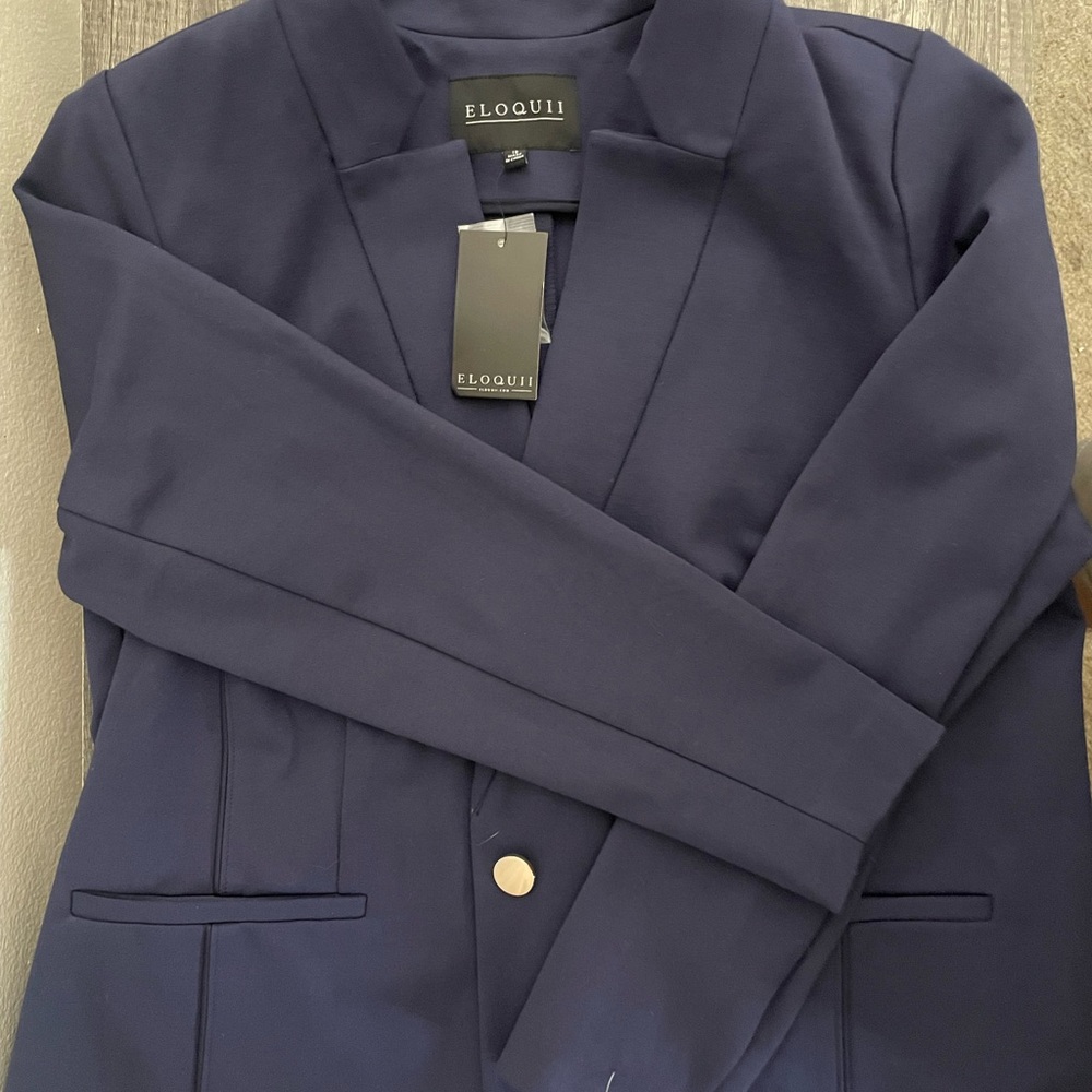 Eloquii Blazer Women size 16 Stretch Knit Work Blazer One Gold Button